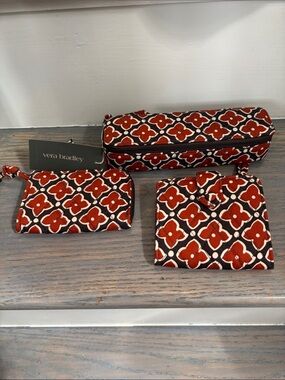 Vera Bradley Rust Floral Quilted Wallet Trio
